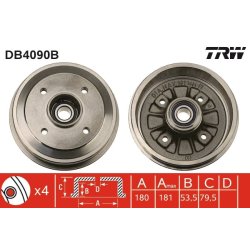 Brake Drum TRW DB4090B OE Ref 4247 27
