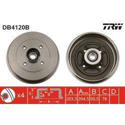 Brake Drum TRW DB4120B OE Ref 77 00 783 031