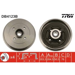 Brake Drum TRW DB4123B OE Ref 77 00 818 346