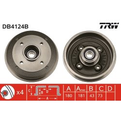 Brake Drum TRW DB4124B OE Ref 4247 25