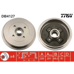 Brake Drum TRW DB4127 OE Ref 331 501 615 A