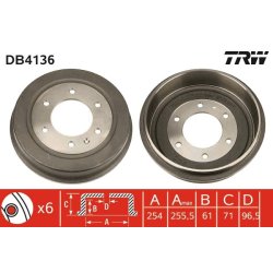 Brake Drum TRW DB4136 OE Ref 5 68 062