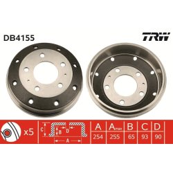 Tambour de frein TRW DB4155 pour JAGUAR, MERCEDES XJSC, MB OE 6314230001