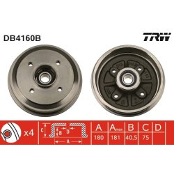 Brake Drum TRW DB4160B OE Ref 4247 34