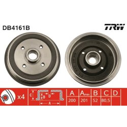 Tambour de frein TRW DB4161B pour AUDI 80, 90 OE 893501615A