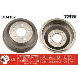 Tambour de frein TRW DB4162 pour CITROËN, FIAT, PEUGEOT OE 424738