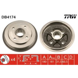 Tambour de frein TRW DB4174 pour NISSAN MICRA OE 43204-01B01