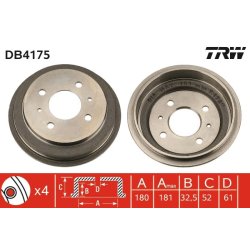 Brake Drum TRW DB4175 OE Ref 43206-21B10