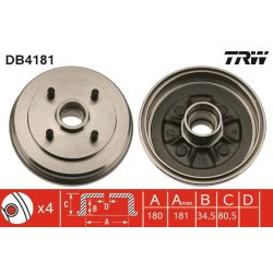 Tambour de frein TRW DB4181 pour TOYOTA PASEO, STARLET, TERCEL OE 42403-10020