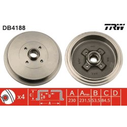 Tambour de frein TRW DB4188 pour VW PASSAT OE 357501615