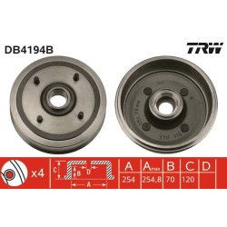 Brake Drum TRW DB4194B OE Ref 44 03 957