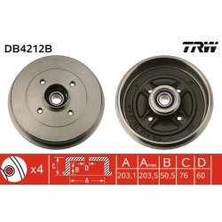 Brake Drum TRW DB4212B OE Ref 43200-00Q0C