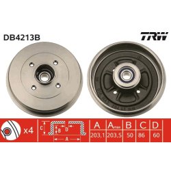 Brake Drum TRW DB4213B OE Ref 77 00 820 816