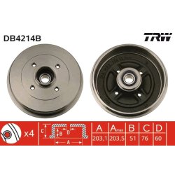 Brake Drum TRW DB4214B OE Ref 77 00 839 322