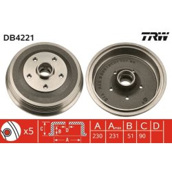Brake Drum TRW DB4221 OE Ref 4A0 501 615 A