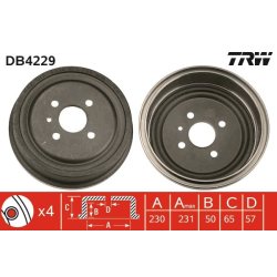 Brake Drum TRW DB4229 OE Ref 5 68 063