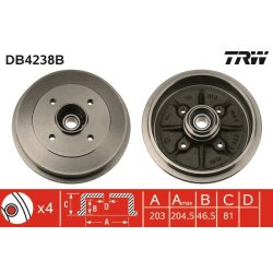 Brake Drum TRW DB4238B OE Ref 4247 40