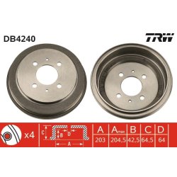 Tambour de frein TRW DB4240 pour HAFEI, MITSUBISHI OE MB58758