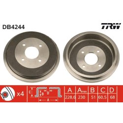 Tambour de frein TRW DB4244 pour NISSAN PRIMERA OE 43206-2F010
