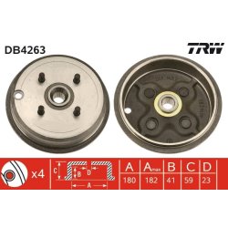 Tambour de frein TRW DB4263 pour SUBARU LIBERO OE 725411610