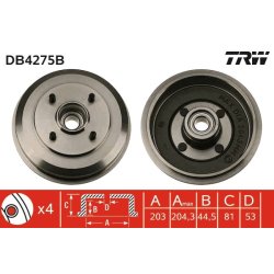 Brake Drum TRW DB4275B OE Ref 98AB-1113-BE