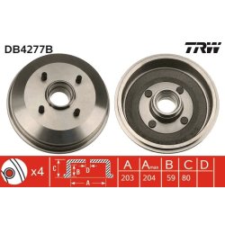 Brake Drum TRW DB4277B OE Ref 7S51-1113-BA