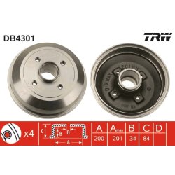 Brake Drum TRW DB4301 OE Ref 9196287