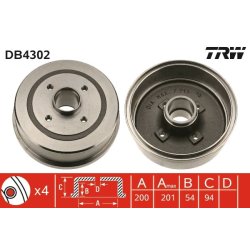 Brake Drum TRW DB4302 OE Ref 9156697