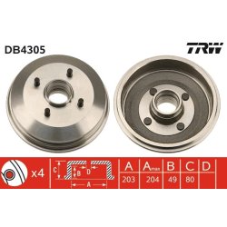 Tambour de frein TRW DB4305 pour FORD OE 4053719