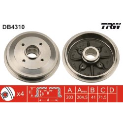 Tambour de frein TRW DB4310 pour CITROËN, PEUGEOT C2, C3, 1007 OE 424746