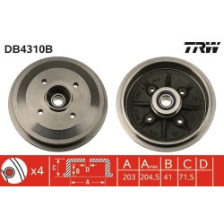 Brake Drum TRW DB4310B OE Ref 4247 46