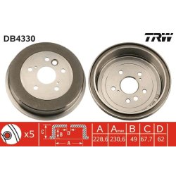 Brake Drum TRW DB4330 OE Ref 42431-44010