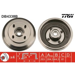Brake Drum TRW DB4338B OE Ref 4186874