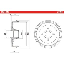 Tambour de frein TRW DB4340 pour NISSAN MICRA, REMARQUE OE 43206-AX650 TRW