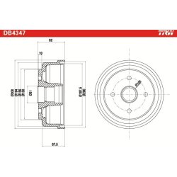 Tambour de frein TRW DB4347 pour SUZUKI, SUZUKI (CHANGHE) WAGON TRW