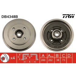 Brake Drum TRW DB4348B OE Ref 4707272
