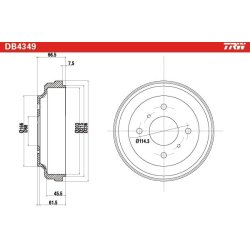 Tambour de frein TRW DB4349 pour NISSAN ALMERA, PRIMERA OE 43206-6N000 TRW