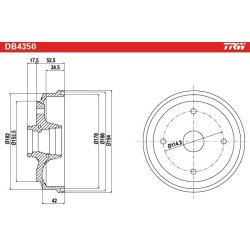 Tambour de frein TRW DB4350 pour MAZDA 121, DEMIO OE D061-26-251A TRW