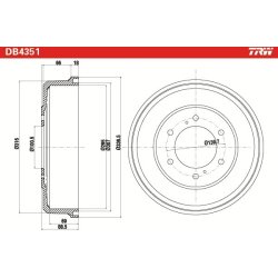 Tambour de frein TRW DB4351 pour NISSAN NAVARA, référence OE 43206-37G10 TRW