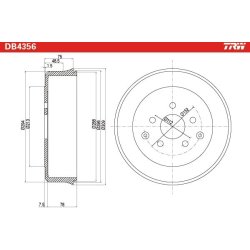 Tambour de frein TRW DB4356 pour VW TRANSPORTER OE 251609615A TRW