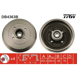 Brake Drum TRW DB4363B OE Ref 82 00 276 843