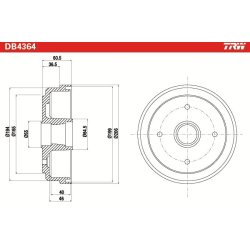 Tambour de frein TRW DB4364 pour DAEWOO TICO OE 43511A84000 TRW