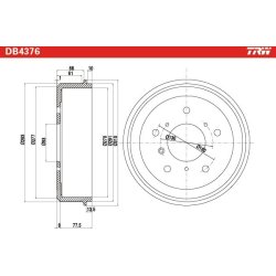 Tambour de frein TRW DB4376 pour VW LT OE 291609617A TRW