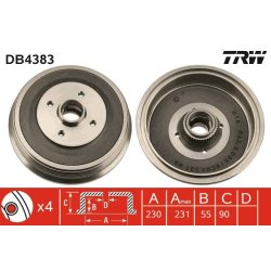 Brake Drum TRW DB4383 OE Ref 6K9 501 615 D
