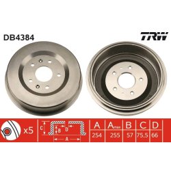 Brake Drum TRW DB4384 OE Ref SDC000010