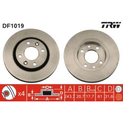 Brake Disc TRW DF1019 OE Ref 77 01 204 954