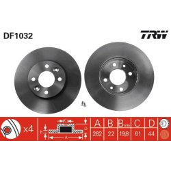 Brake Disc TRW DF1032 OE Ref 77 00 627 732