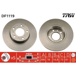 Brake Disc TRW DF1119 OE Ref 7583682