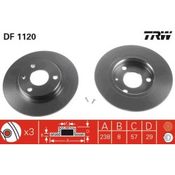 Brake Disc TRW DF1120 OE Ref 95 661 810