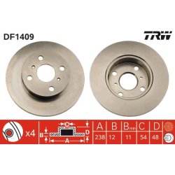 Brake Disc TRW DF1409 OE Ref 43512-12230